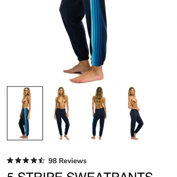 Aviator Nation navy and Blue  stripes sweatPants - Picture 2 of 6